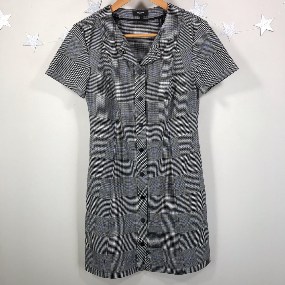 Theory S Easy Snap Wool Plaid Dress